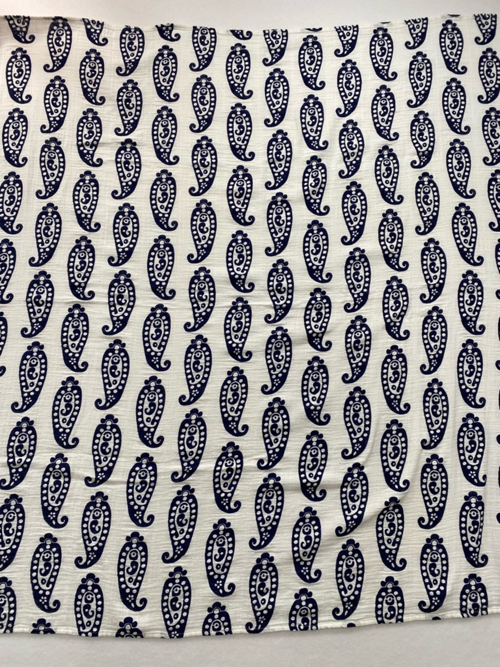 Pottery Barn Kids Organic Cotton Muslin Paisley Blanket 50x50 Blue White Throw - Picture 2 of 12